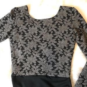 Francess & Rita Gray Black Floral Bodysuit Sz M